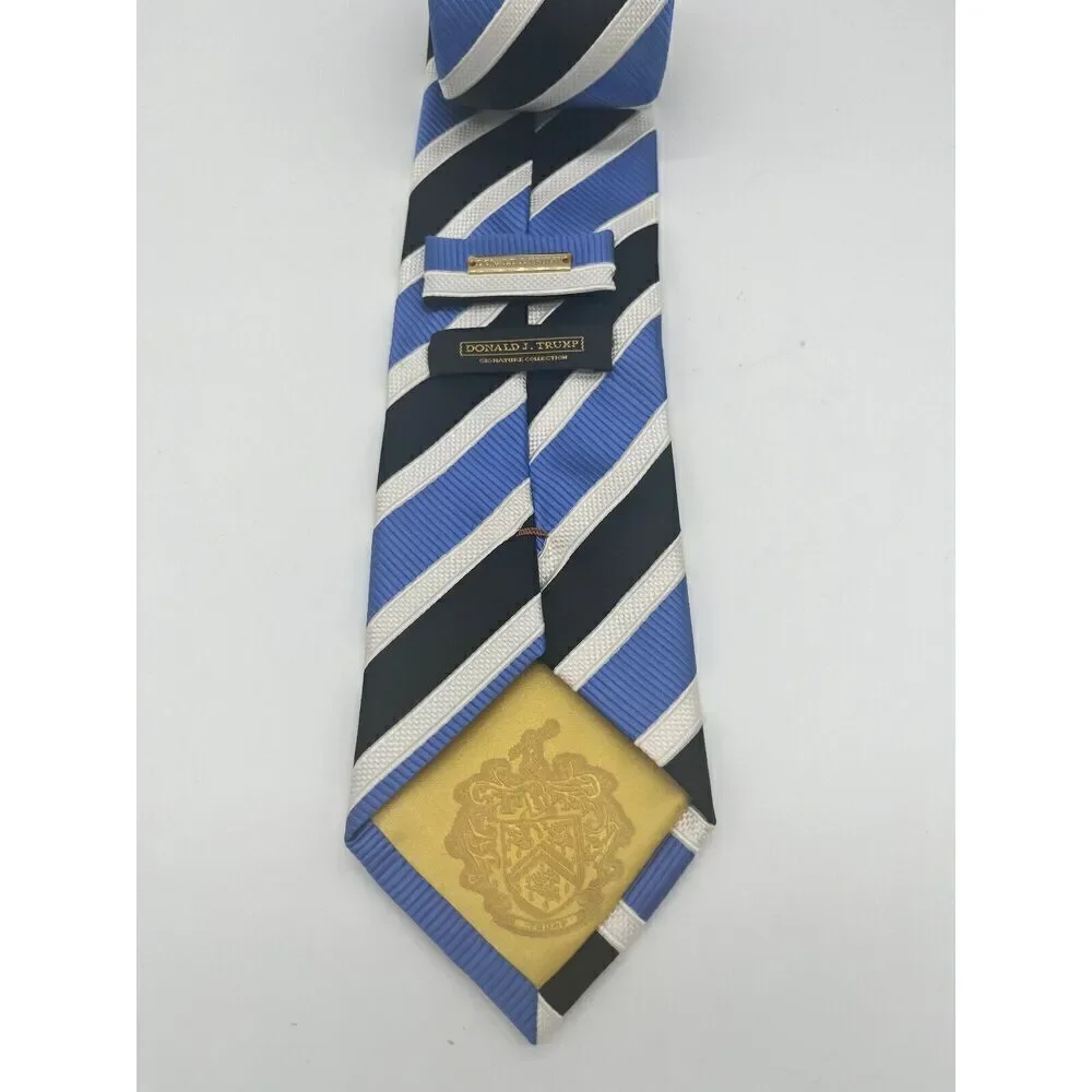 Amazing Blue‎ White Repp Stripped DONALD J TRUMP Men’s Tie Fashionable